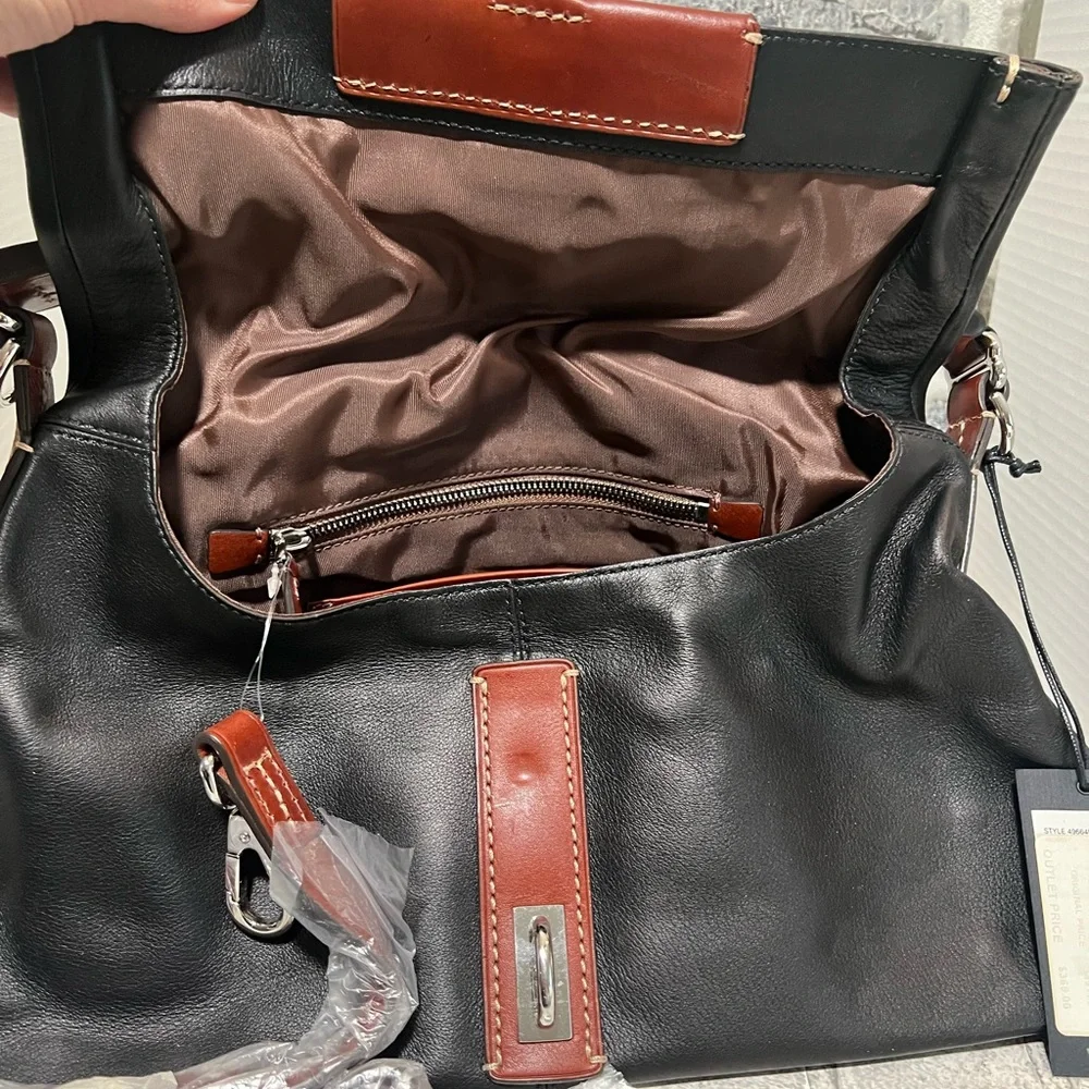 Tumi hobo bag / crossbody purse bag / travel bag black/brown leather New
